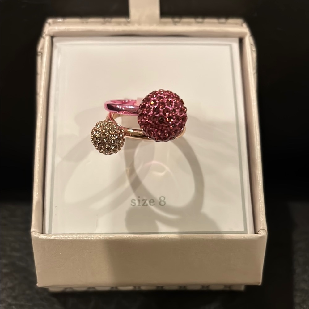 Pink and Rose Gold Colored Crystal Ball Rings